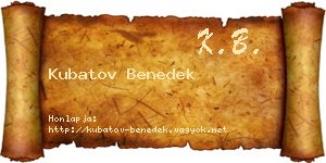 Kubatov Benedek névjegykártya