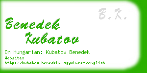 benedek kubatov business card